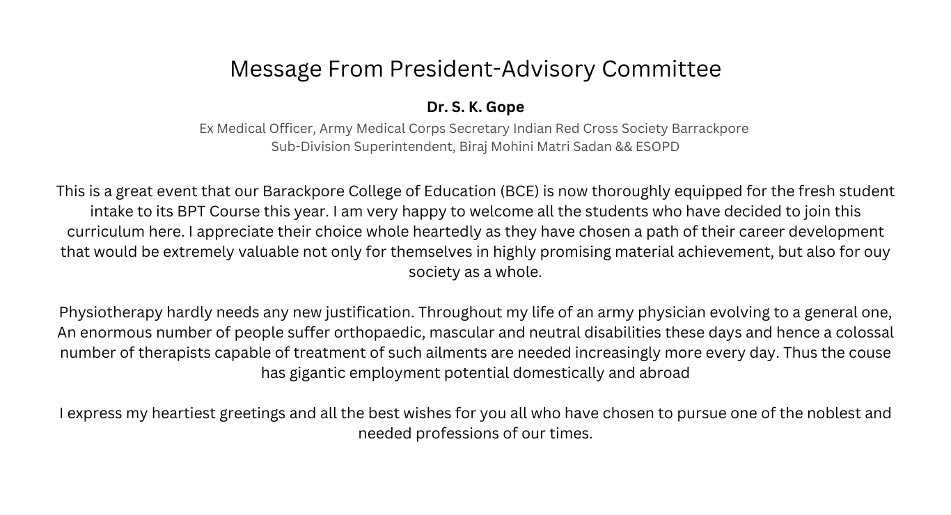 Message From President Advisory